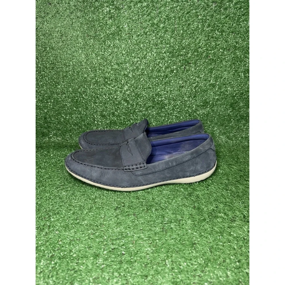 COLE HAAN Motogrand Penny Loafer Mens Size 10.5 Navy Nubuck Slip On Shoes C24717